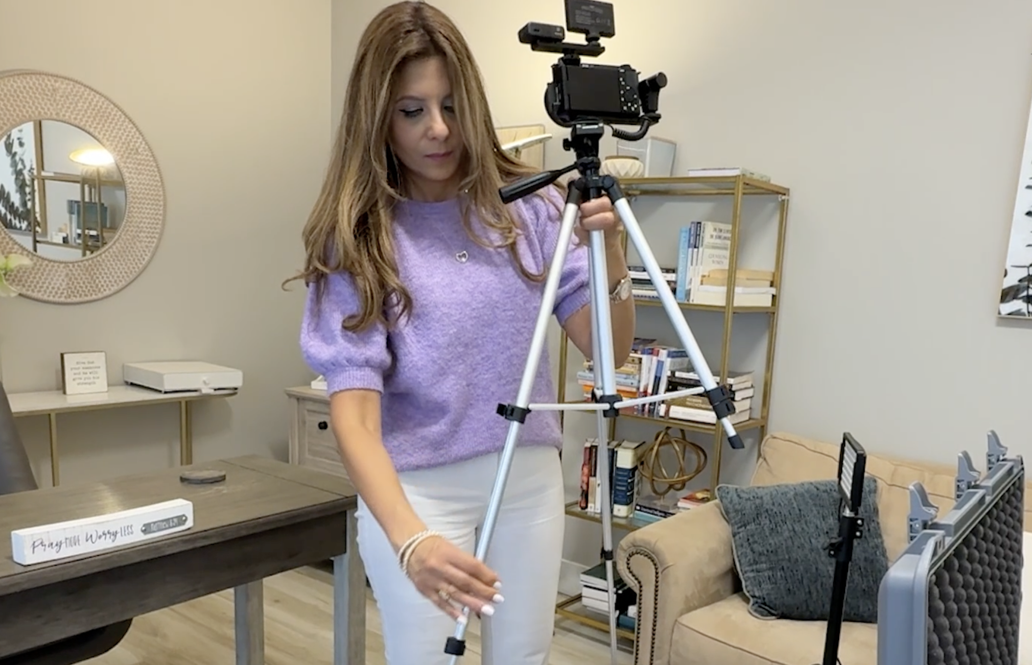 Set up the camera tripod